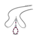Load image into Gallery viewer, teardrop-diamond-drop-pendant-necklace-with-pink-sapphire-in-FDPD9049GSADRPI-NL-WG
