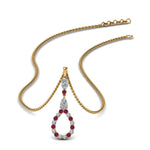 Load image into Gallery viewer, teardrop-diamond-drop-pendant-necklace-with-pink-sapphire-in-FDPD9049GSADRPI-NL-YG
