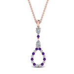 Load image into Gallery viewer, teardrop-diamond-drop-pendant-necklace-with-purple-topaz-in-FDPD9049GVITO-NL-RG
