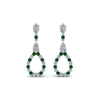 Load image into Gallery viewer, teardrop-diamond-earring-for-women-with-emerald-in-14K-white-gold-FDEAR8106GEMGRANGLE1-NL-WG