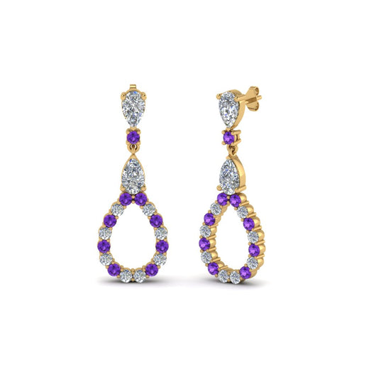 teardrop-diamond-earring-for-women-with-violac-topaz-in-14K-yellow-gold-FDEAR8106GVITOANGLE1-NL-YG