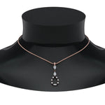 Load image into Gallery viewer, teardrop-drop-pendant-necklace-with-black-diamond-in-FDPD9049GBLACK-NL-RG
