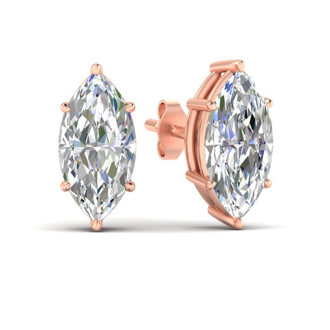 6 Prong Marquise Diamonds Solitaire Stud Earring in Basket Setting