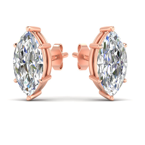 6 Prong Marquise Diamonds Solitaire Stud Earring in Basket Setting