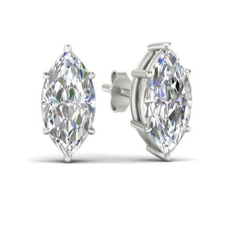 6 Prong Marquise Diamonds Solitaire Stud Earring in Basket Setting