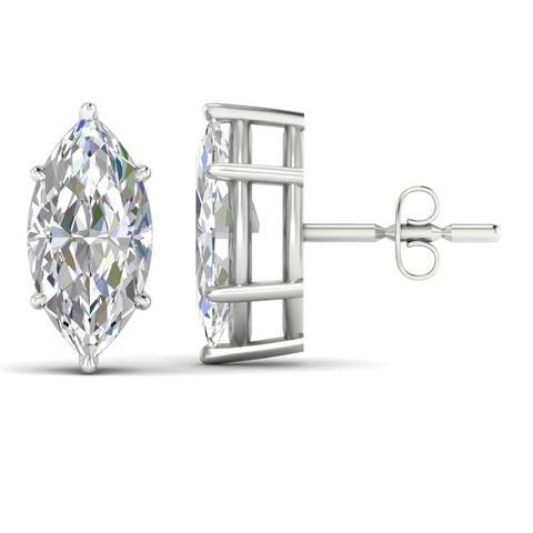 6 Prong Marquise Diamonds Solitaire Stud Earring in Basket Setting