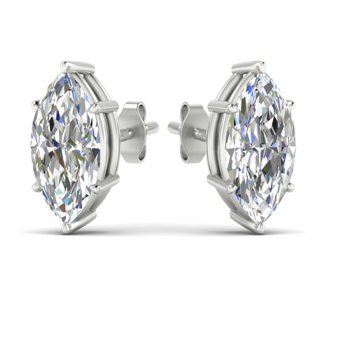 6 Prong Marquise Diamonds Solitaire Stud Earring in Basket Setting