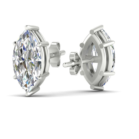 6 Prong Marquise Diamonds Solitaire Stud Earring in Basket Setting