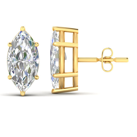 6 Prong Marquise Diamonds Solitaire Stud Earring in Basket Setting