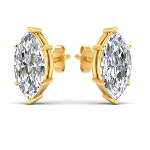 6 Prong Marquise Diamonds Solitaire Stud Earring in Basket Setting