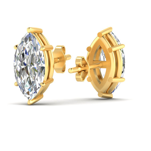 6 Prong Marquise Diamonds Solitaire Stud Earring in Basket Setting