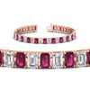 Load image into Gallery viewer, tennis-bracelet-basket-set-emerald-cut-20-carat-with-pink-sapphire-in-rose-gold-FDBRC10449EMGSADRPIANGLE2-20.00CT-NL-RG.jpg