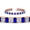 Load image into Gallery viewer, tennis-bracelet-basket-set-emerald-cut-20-carat-with-sapphire-in-rose-gold-FDBRC10449EMGSABLANGLE2-20.00CT-NL-RG.jpg