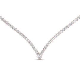 Tennis V Shaped Diamond Necklace