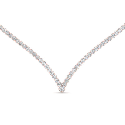 Tennis V Shaped Diamond Necklace