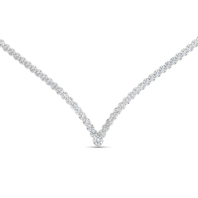 Tennis V Shaped Diamond Necklace