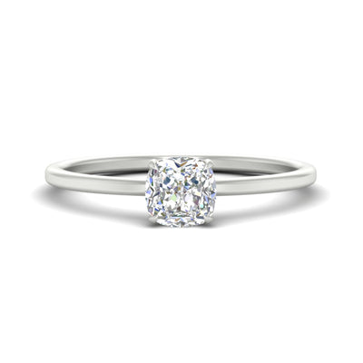 Cushion Cut Thin Classic Solitaire Ring