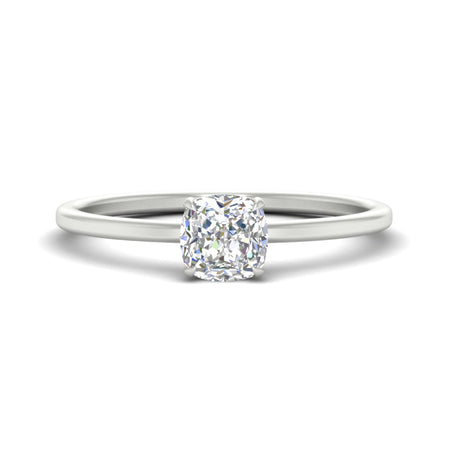 Cushion Cut Diamond Thin Classic Solitaire Ring