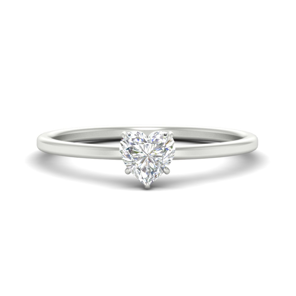 Heart Shaped Thin Classic Solitaire Ring