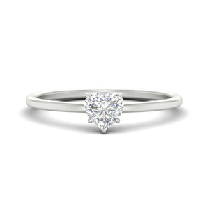 Heart Shaped Thin Classic Solitaire Ring