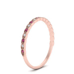 Load image into Gallery viewer, thin-braided-stacking-diamond-engagement-ring-with-pink-sapphire-in-rose-gold-FD123085BGSADRPIANGLE3-NL-RG.jpg
