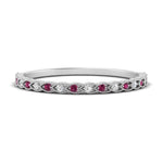 Load image into Gallery viewer, thin-braided-stacking-diamond-engagement-ring-with-pink-sapphire-in-white-gold-FD123085BGSADRPIANGLE3-NL-WG.jpg
