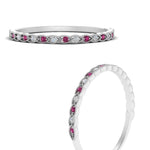 Load image into Gallery viewer, thin-braided-stacking-diamond-engagement-ring-with-pink-sapphire-in-white-gold-FD123085BGSADRPIANGLE3-NL-WG.jpg
