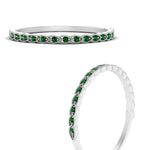 Load image into Gallery viewer, thin-floral-stacking-emerald-band-in-white-gold-FD123085B2GEMGRANGLE3-NL-WG-GS.jpg
