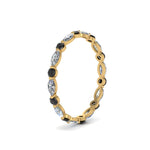 Load image into Gallery viewer, thin-marquise-and-round-eternity-wedding-band-with-black-diamond-in-yellow-gold-FDEWB9403GBLACKANGLE2-NL-YG
