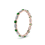 Load image into Gallery viewer, thin-marquise-and-round-eternity-wedding-band-with-emerald-in-rose-gold-FDEWB9403GEMGRANGLE2-NL-RG

