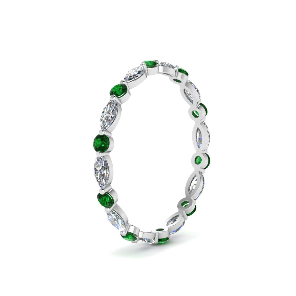 thin-marquise-and-round-eternity-wedding-band-with-emerald-in-white-gold-FDEWB9403GEMGRANGLE2-NL-WG