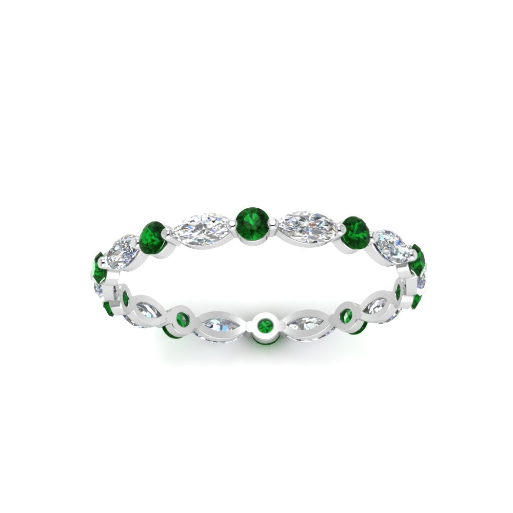 thin-marquise-and-round-eternity-wedding-band-with-emerald-in-white-gold-FDEWB9403GEMGRANGLE5-NL-WG