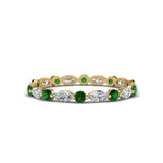Load image into Gallery viewer, thin-marquise-and-round-eternity-wedding-band-with-emerald-in-yellow-gold-FDEWB9403GEMGR-NL-YG
