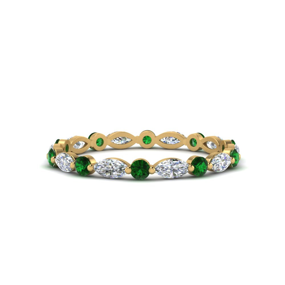 thin-marquise-and-round-eternity-wedding-band-with-emerald-in-yellow-gold-FDEWB9403GEMGR-NL-YG