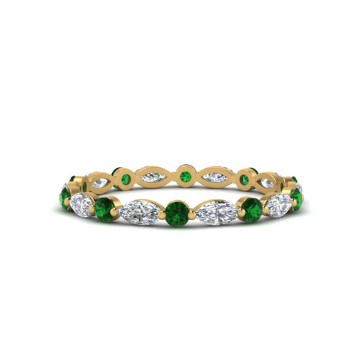 thin-marquise-and-round-eternity-wedding-band-with-emerald-in-yellow-gold-FDEWB9403GEMGR-NL-YG