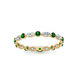 Load image into Gallery viewer, thin-marquise-and-round-eternity-wedding-band-with-emerald-in-yellow-gold-FDEWB9403GEMGRANGLE5-NL-YG
