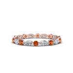 Load image into Gallery viewer, thin-marquise-and-round-eternity-wedding-band-with-orange-sapphire-in-rose-gold-FDEWB9403GSAOR-NL-RG
