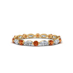 Load image into Gallery viewer, thin-marquise-and-round-eternity-wedding-band-with-orange-sapphire-in-yellow-gold-FDEWB9403GSAOR-NL-YG
