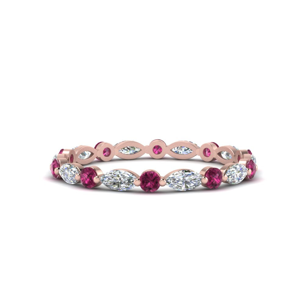 thin-marquise-and-round-eternity-wedding-band-with-pink-sapphire-in-rose-gold-FDEWB9403GSADRPI-NL-RG