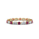 Load image into Gallery viewer, thin-marquise-and-round-eternity-wedding-band-with-pink-sapphire-in-yellow-gold-FDEWB9403GSADRPI-NL-YG
