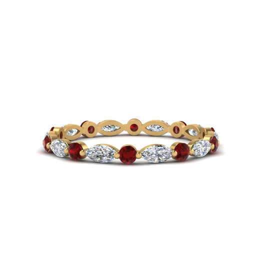 thin-marquise-and-round-eternity-wedding-band-with-ruby-in-yellow-gold-FDEWB9403GRUDR-NL-YG