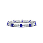 Load image into Gallery viewer, thin-marquise-and-round-eternity-wedding-band-with-sapphire-in-white-gold-FDEWB9403GSABL-NL-WG
