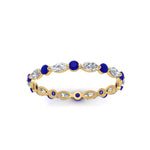 Load image into Gallery viewer, thin-marquise-and-round-eternity-wedding-band-with-sapphire-in-yellow-gold-FDEWB9403GSABLANGLE5-NL-YG
