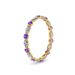 Load image into Gallery viewer, thin-marquise-stackable-wedding-band-with-purple-topaz-in-yellow-gold-FDEWB9403GVITO-NL-YG.jpg
