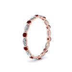Load image into Gallery viewer, thin-marquise-stackable-wedding-band-with-ruby-in-rose-gold-FDEWB9403GRUDR-NL-RG.jpg
