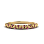 Load image into Gallery viewer, thin-pink-sapphire-vintage-wedding-band-in-yellow-gold-FD123703BGSADRPI-NL-YG-GS
