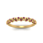 Load image into Gallery viewer, thin-pink-sapphire-vintage-wedding-band-in-yellow-gold-FD123703BGSADRPI-NL-YG-GS
