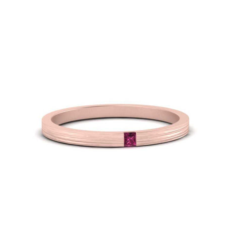 Thin Princess Cut Mens Band Ring