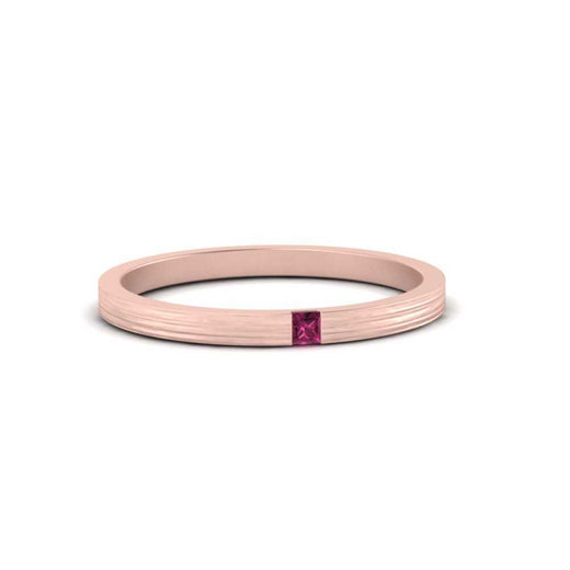 Thin Princess Cut Mens Band Ring