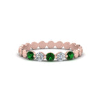Load image into Gallery viewer, thin-round-diamond-stack-band-with-emerald-in-rose-gold-FD9548BGEMGR-NL-RG.jpg
